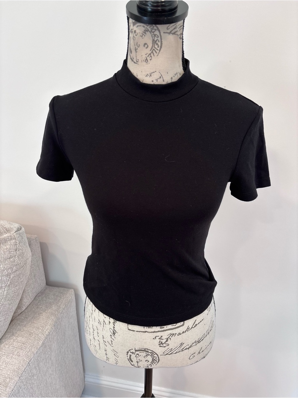American Apparel black mock neck short sleeved top size medium